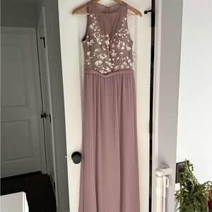 NWT LM Collection Mauve Maxi Dress with White Floral Sequin Details